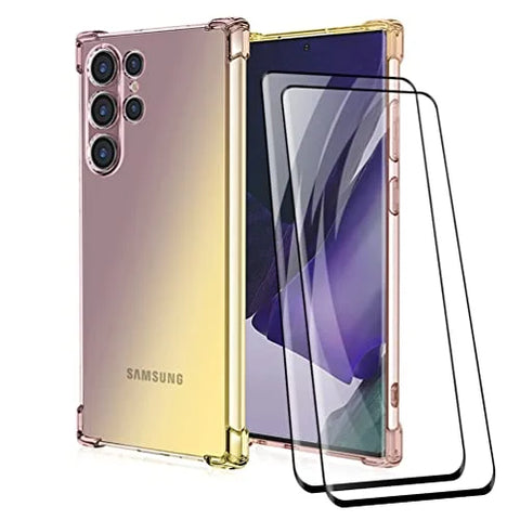 DOINK Gradient Shockproof Case for Samsung Galaxy S22 Ultra 6.8” + 2 Tempered Glass Protectors