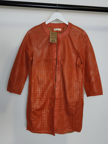 Missina Hembery Women's Vintage Genuine Leather Dress in Orange 12