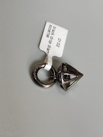 Silver Black Drop Diamond Charm