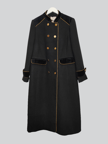 Women's Military Jacket Wool Blend Double Breasted Coat in Black UK-16 (44)