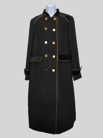 Women's Military Jacket Wool Blend Double Breasted Coat in Black UK-16 (44)