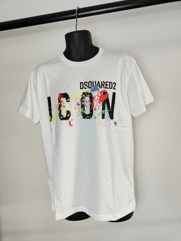Dsquared2 Men's Paint Splatter ICON T-Shirt in White L