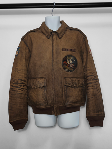 Polo Ralph Lauren Patchwork Aviator Bomber Leather Jacket