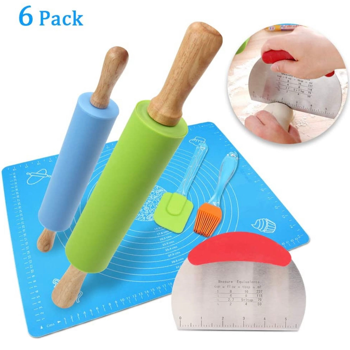 amazon silicone rolling pin and mat set