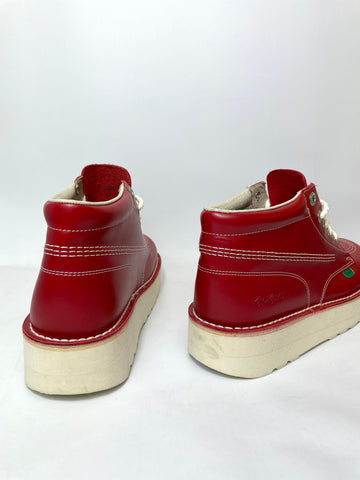 Kickers Kick Hi Womens Classic Platform Boots Red Leather