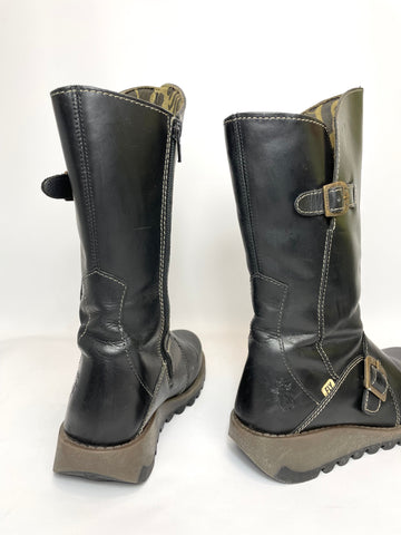 Fly London Mes 2 Zip-Up Womens Knee High Boots Black