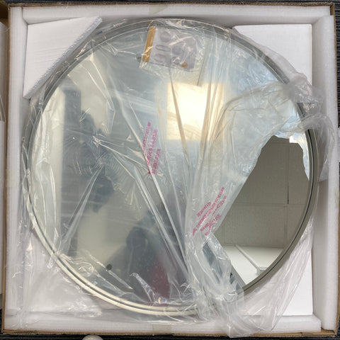 Satin Lake Silver Round Mirror Beveled Accent Mirror 88.9x88.9 CM Stainleass Steel Frame