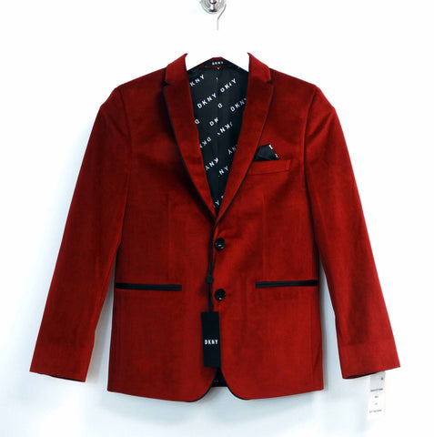 DKNY Big Boys Velvet Suit Jacket Red
