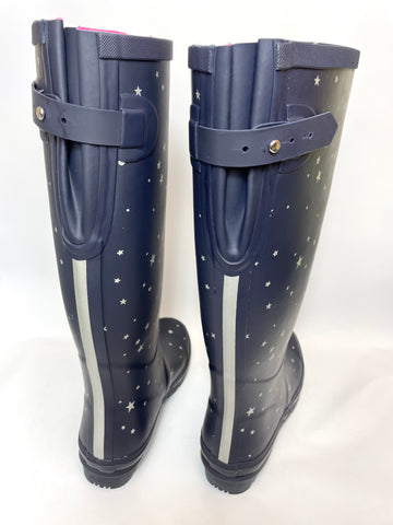 Joules Welly Print Womens Wellington Boots Navy