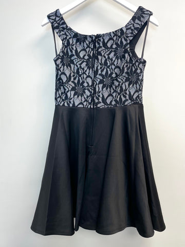 City Studios Girls Glitter Lace Fit Flare Sleeveless Dress Black