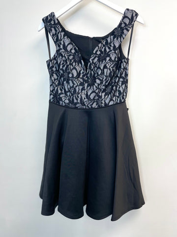 City Studios Girls Glitter Lace Fit Flare Sleeveless Dress Black