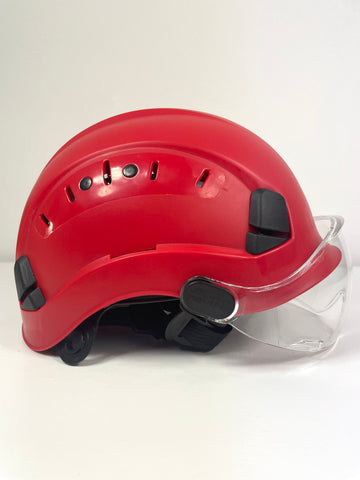 Saffas Safety Helmet With Visor Adjustable Hard Hat for Construction 6-Point Suspension Red