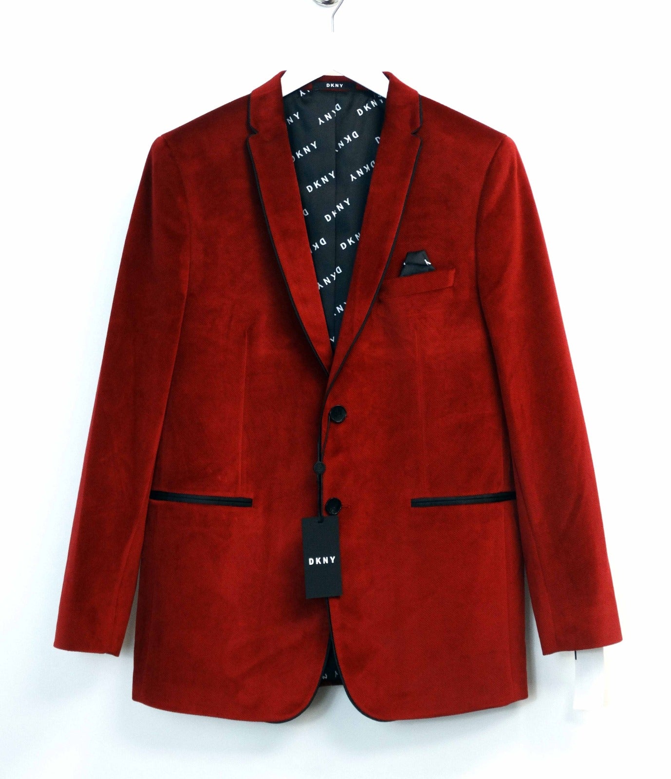 DKNY Big Boys Velvet Suit Jacket Red Clearo - Main Image