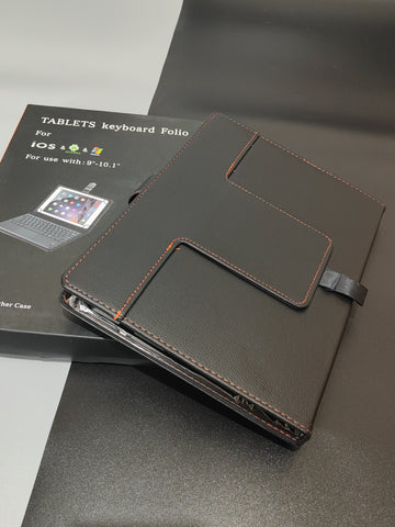 Tablet Stand + Keyboard Folio Case - Faux Leather for iPad, IOS, Android, and Windows