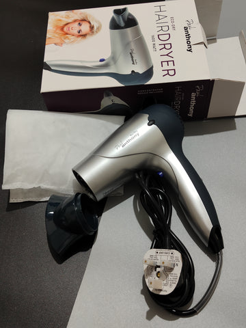 Paul Anthony Eco-Dry 1600w Hair Dryer with 3 Heat Settings Silver/Black