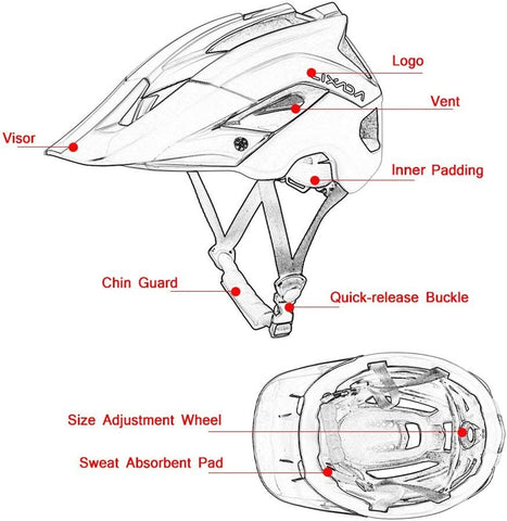 LIXADA Mountain Bike Cycling Helmet Bicycle Scooter Safety Helmet Blue/White/Red