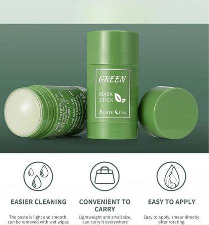 2 Pack Green Tea Mask Stick Facial Cleansing Oil Acne Blackhead Control Deep Clean Pore