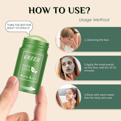 2 Pack Green Tea Mask Stick Facial Cleansing Oil Acne Blackhead Control Deep Clean Pore
