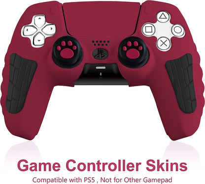 PS5 Controller Silicone Cover + 2 Cat Paw Grips Protective Skin Case Thumb Grips