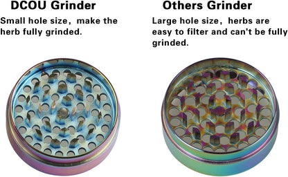 Durable Zinc Alloy 2.2 Inches Rainbow Herb Grinder 4 Piece with Pollen Catcher Heavy Duty Spice Grinder