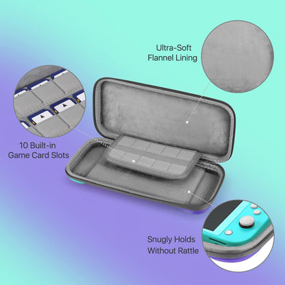 Carrying Case for Nintendo Switch Lite with 4 Grips and Screen Protector 10 Game Slots