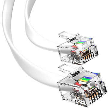 RJ11 Cable Phone Cord for Landline & Telephone Cord for RJ11 to RJ11 Devices White