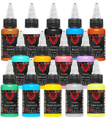 14 Colors Tattoo Ink Set 1 Ounce Bottles Permanent Professional Microblading Makeup Pigment Body Paint Tattoo Colour Kit (1OZ/30ML Bottle)