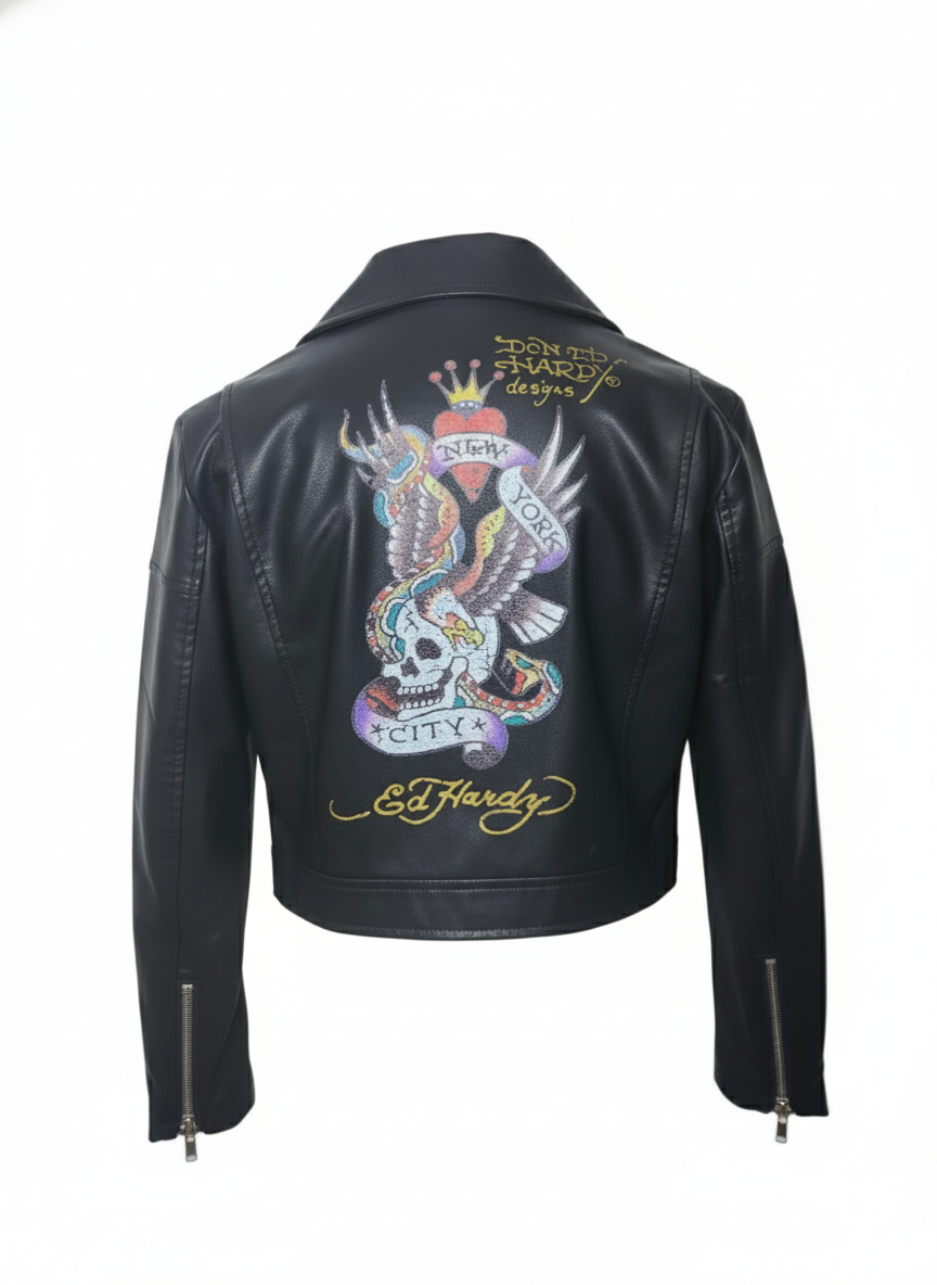 Edhardy BORN FREE NYC Vegan Leather Jacket