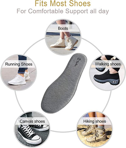 Memory Foam Insoles for Women and Men Comfort Cushioned Shoe Insert Inner Sole Foot Support Pads Shock Absorbing Insole