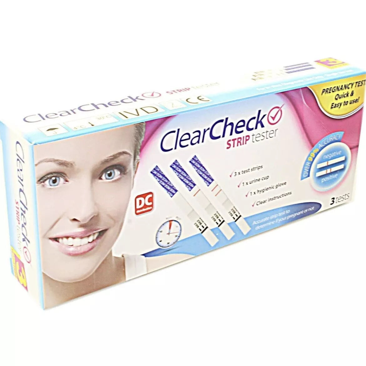 Early Pregnancy Check Test Strips (3-Tests) – 99% Accurate