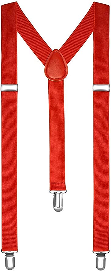 2pc Gangster Braces/Suspenders One Size Fully Adjustable in Red/Black
