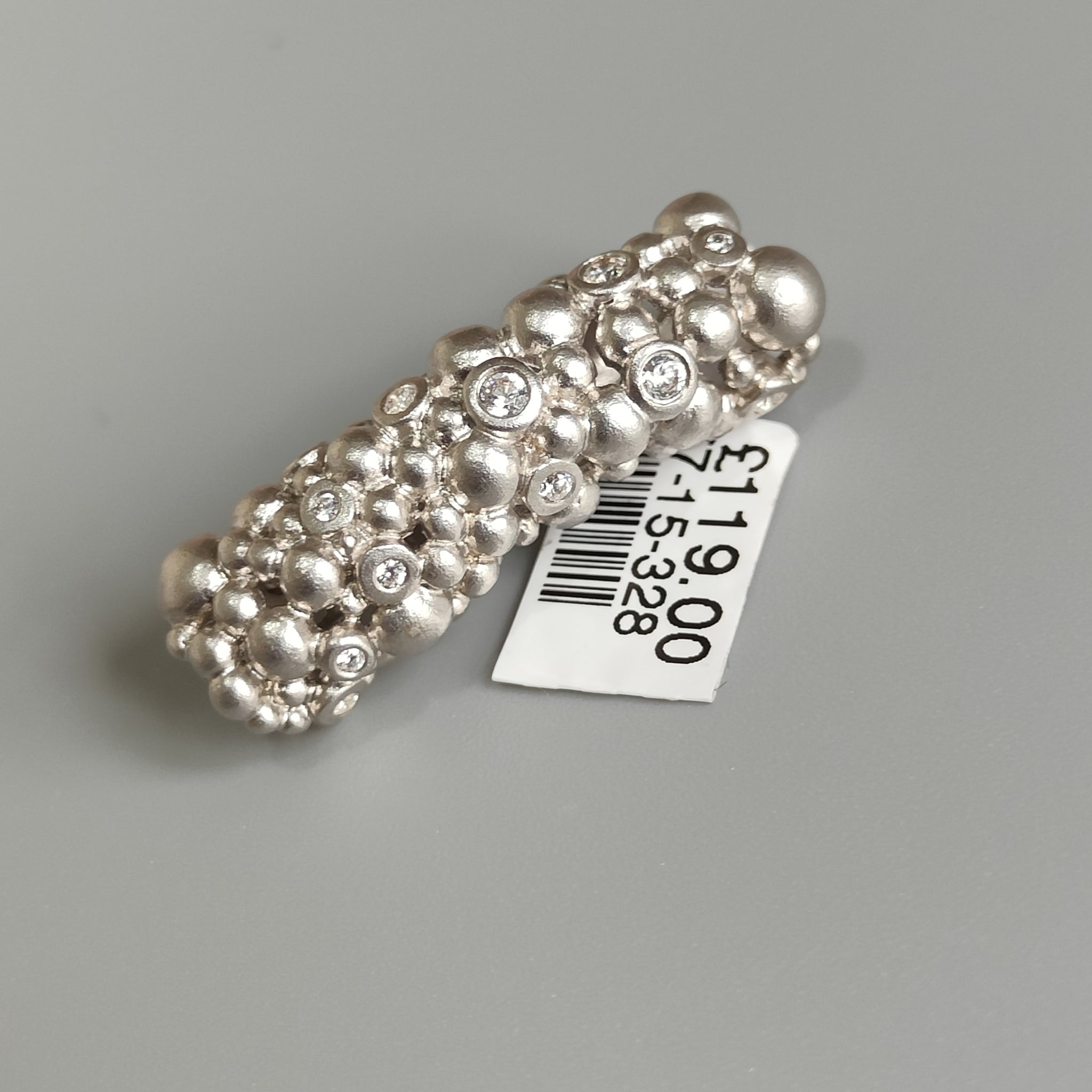 Silver Sylinder Tube Pave Charm