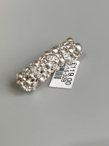 Silver Sylinder Tube Pave Charm