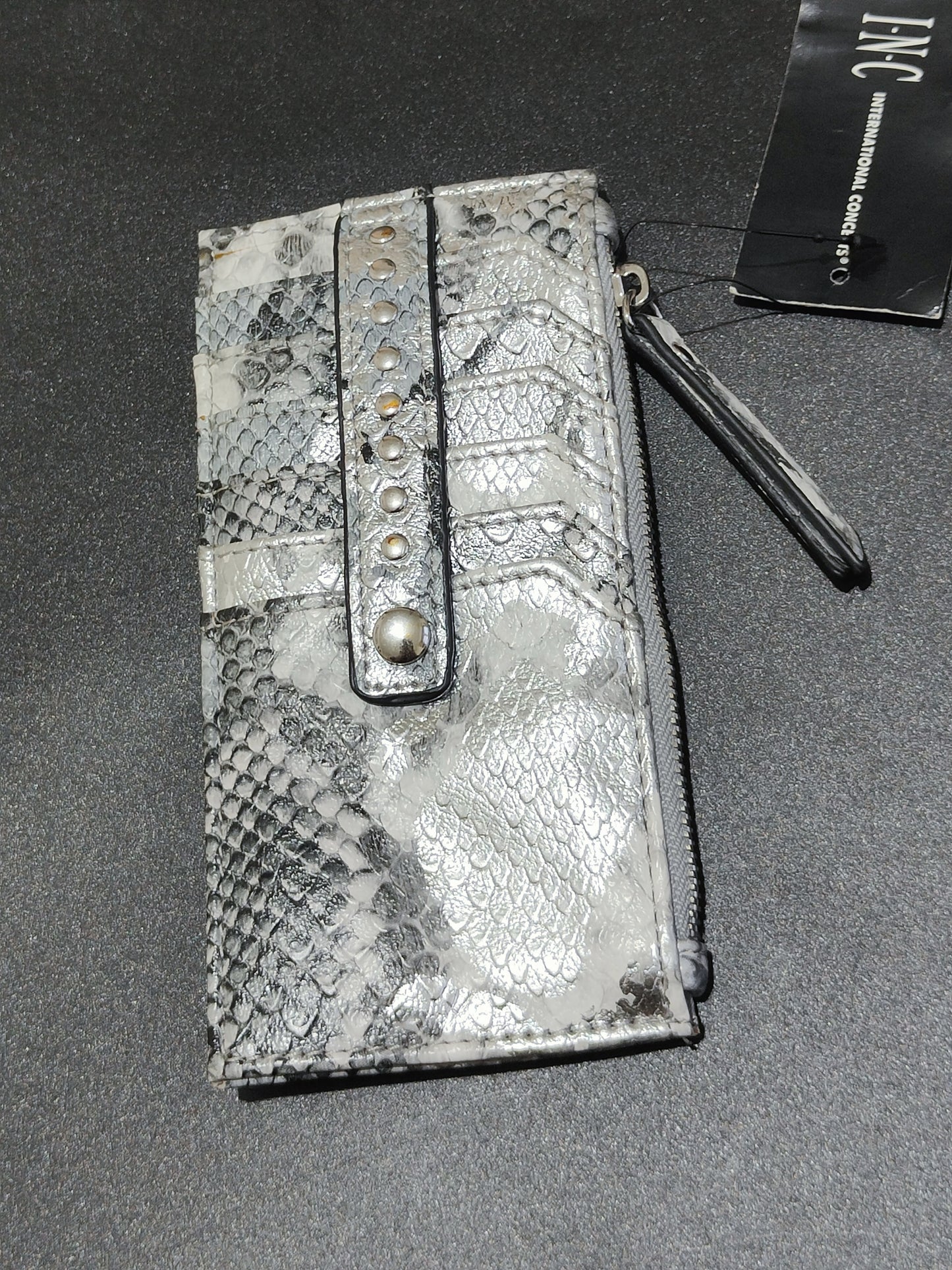 INC Silver Snakeskin Card Holder/Wallet