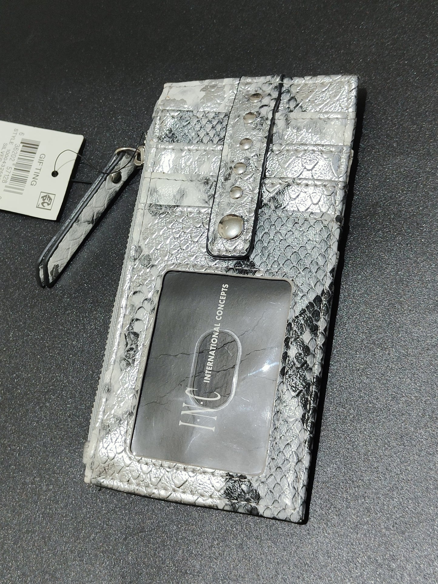 INC Silver Snakeskin Card Holder/Wallet