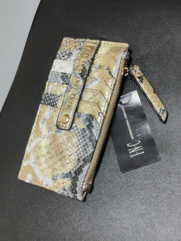 INC Gold Snakeskin Card Holder/Wallet