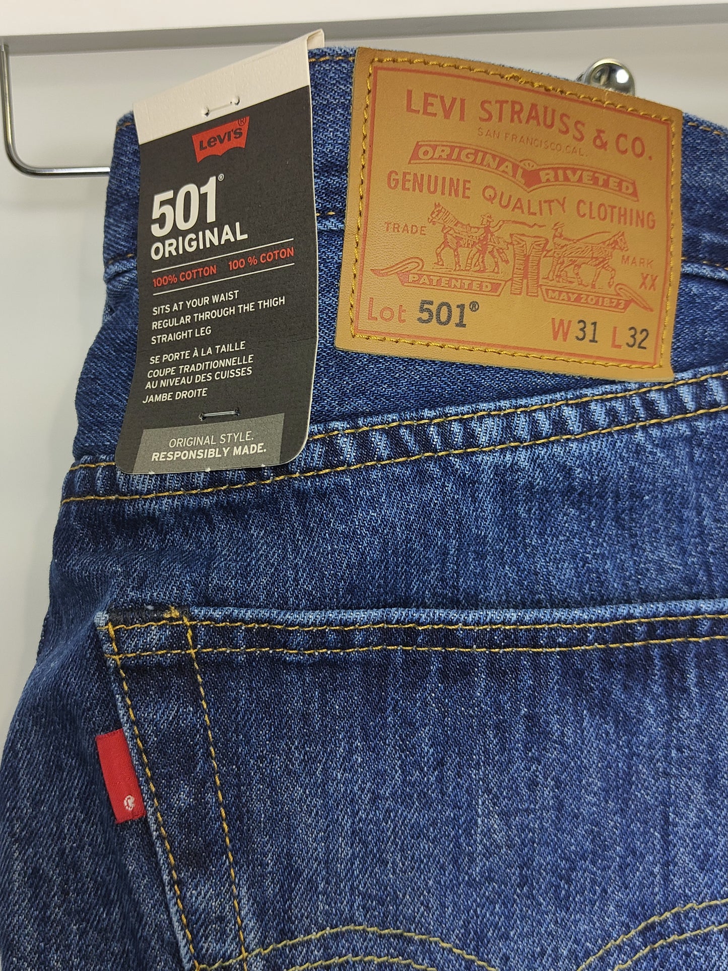 Men's Original 501 Straight Jeans in Denim Blue 31x32