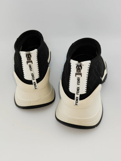 Women's FLUID JACQUARD-KNIT Back Zip Sneakers in Black UK 6 / EU 39