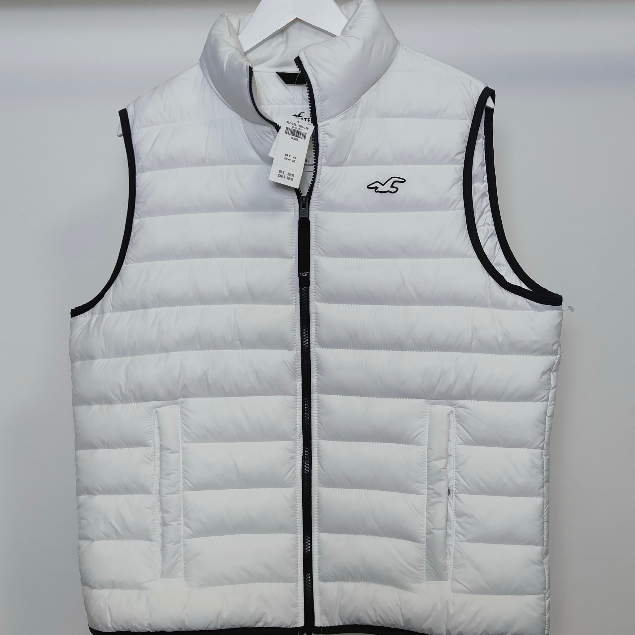 Hollister icon logo lightweight puffer gilet in white L