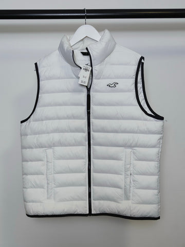 Hollister icon logo lightweight puffer gilet in white L