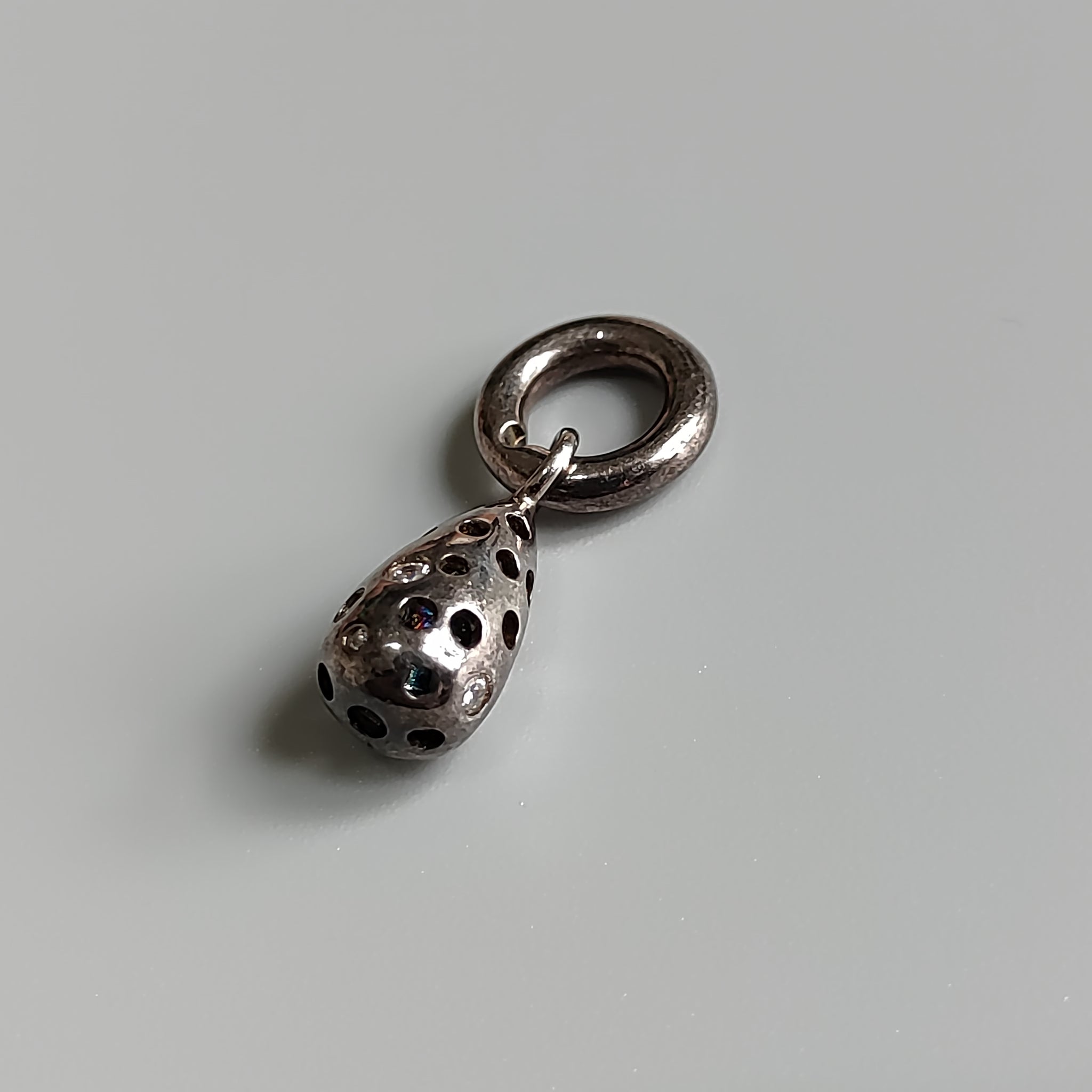 Silver Teardrop Pave Charm