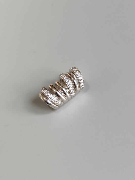 Silver Cylinder Tube Pave Charm