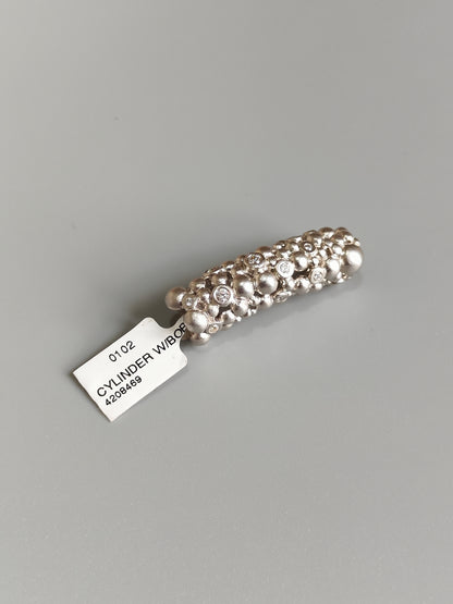 Silver Sylinder Tube Pave Charm