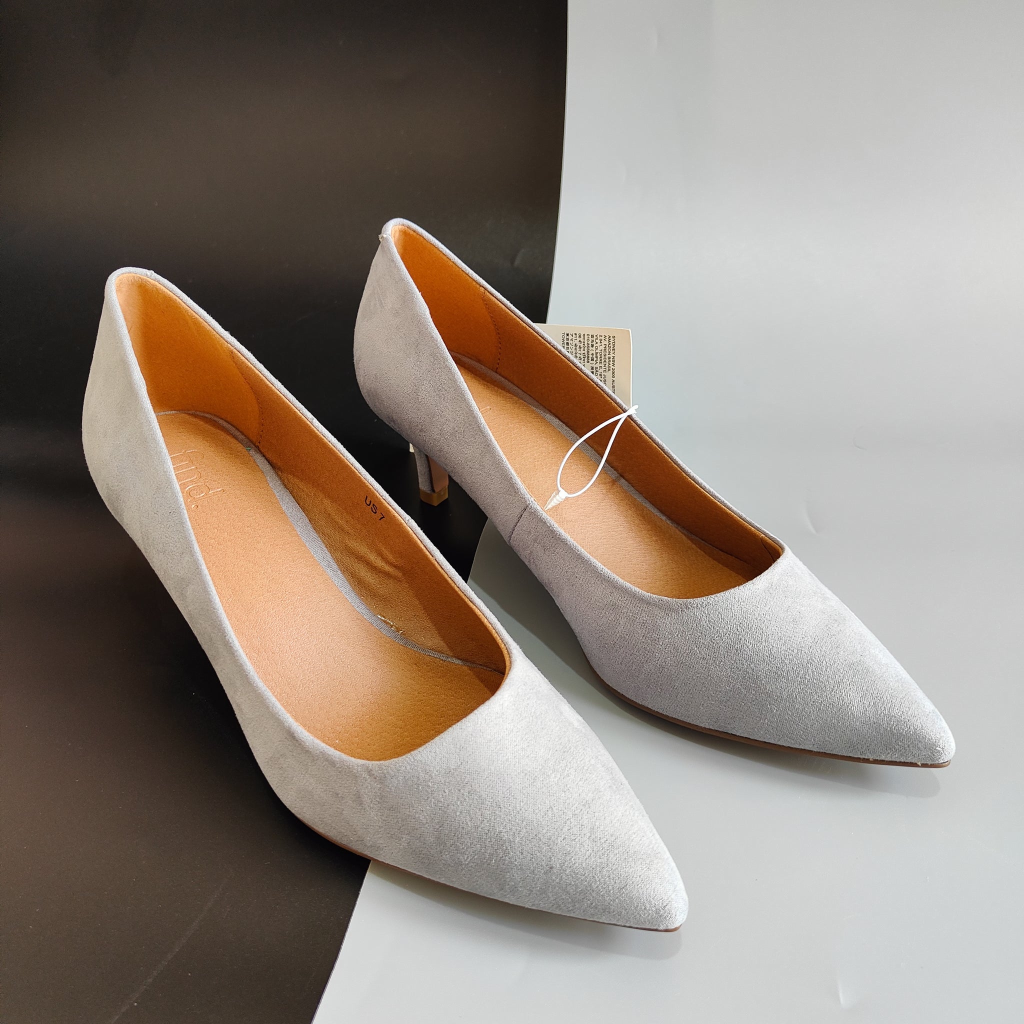 Women's High Heel Pointed Toe Pump Velvet Shoes in Grey UK 5 / EU 38