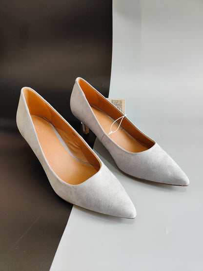 Women's High Heel Pointed Toe Pump Velvet Shoes in Grey UK 5 / EU 38