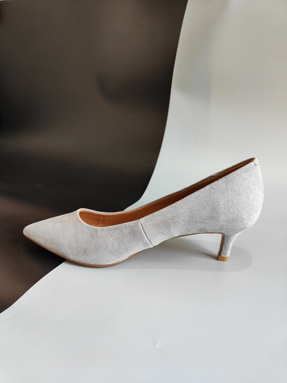 Women's High Heel Pointed Toe Pump Velvet Shoes in Grey UK 5 / EU 38