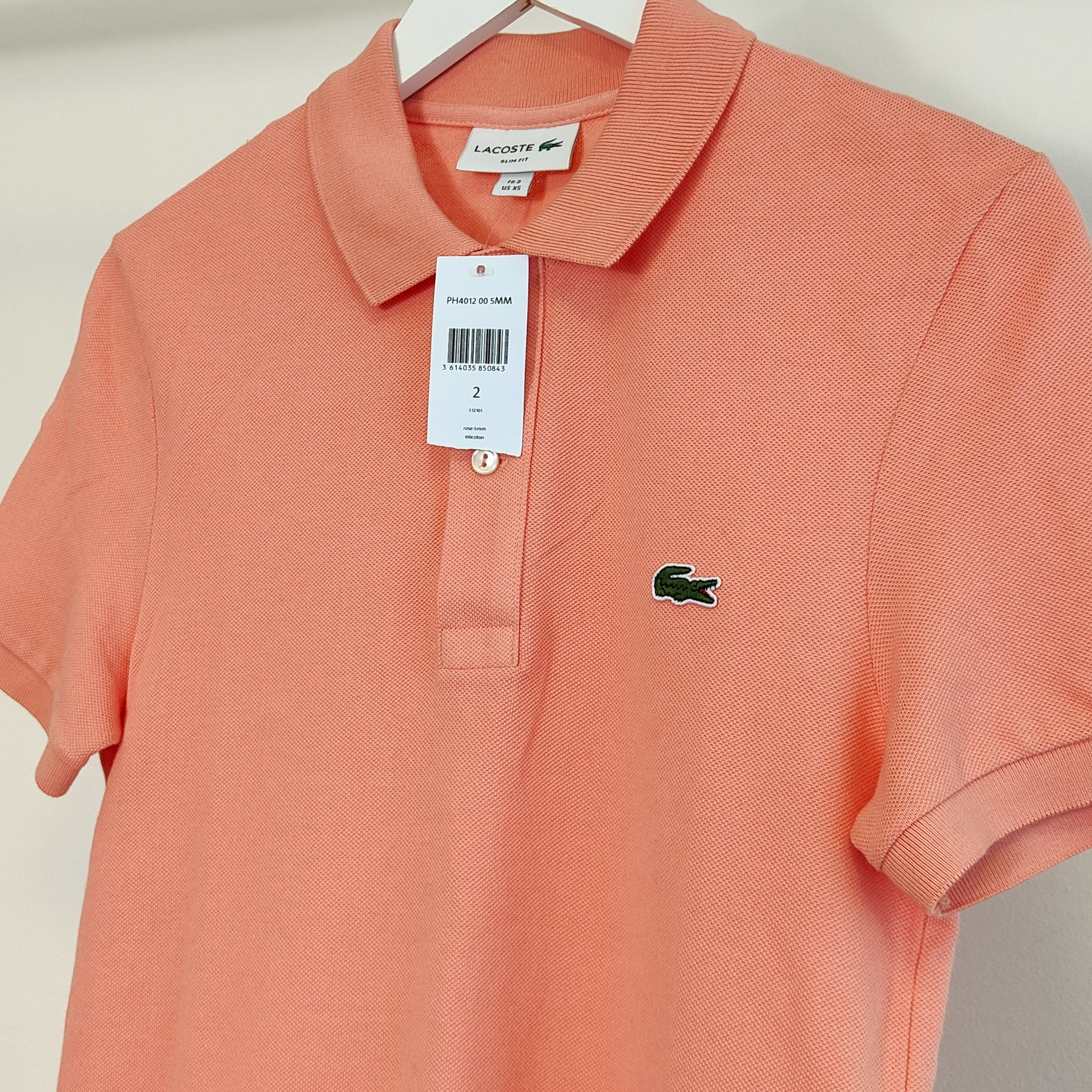 Lacoste Men's Cotton Polo Shirt in Peach XS