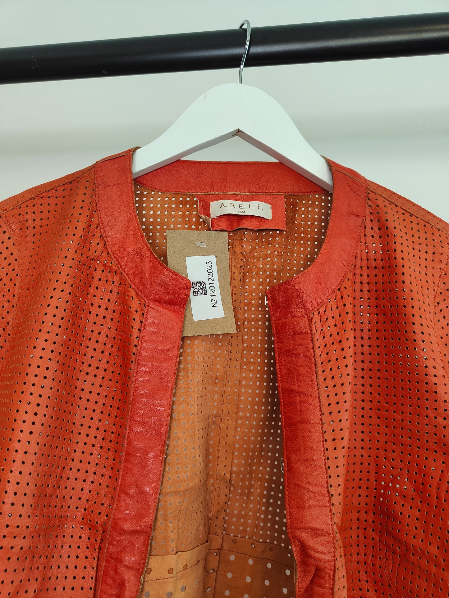 Missina Hembery Women's Vintage Genuine Leather Coat in Orange 12