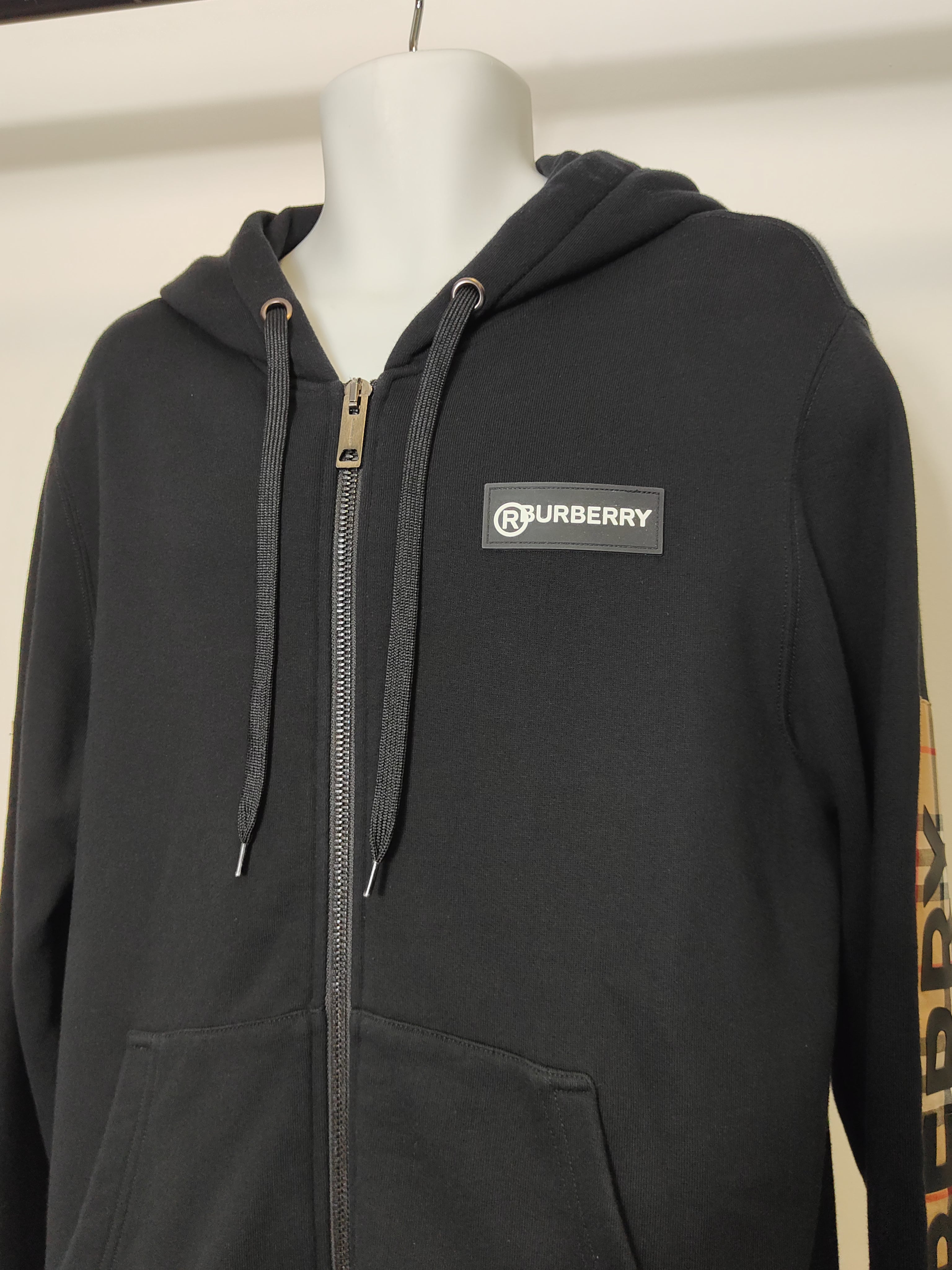 Women's Check Cotton Full-zip Oversized Hoodie in Black S/P Clearo