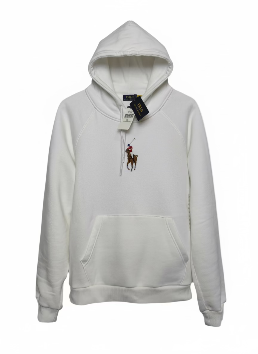 Polo Ralph Lauren Big Pony Unisex Hoodie in White - Clearo Outlet